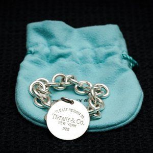 Tiffany & Co Silver Circle Tag Charm Bracelet